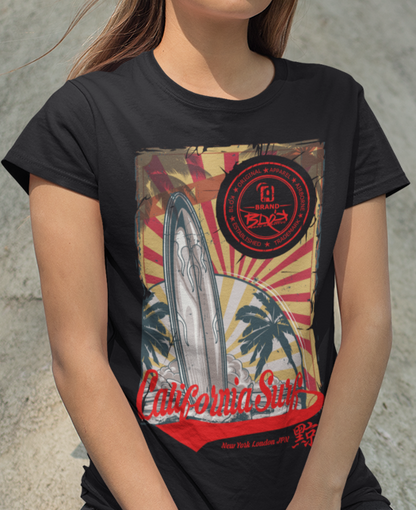 BLOK California Surf - Front Print Women's Slim Fit Graphic T-Shirt