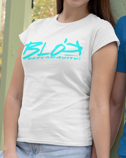 BLOK Essential Large Logo - Turquoise Print Women's Slim Fit Graphic T-Shirt
