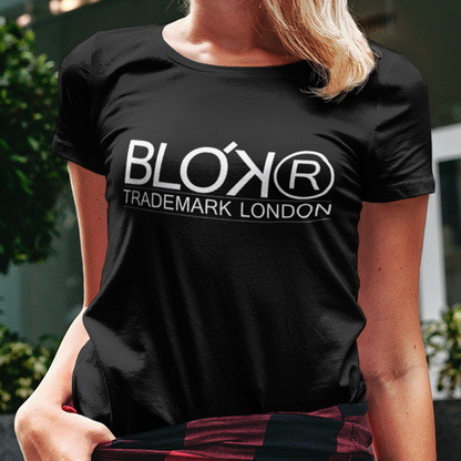 BLOK Registered - White Print Women's Slim Fit Graphic T-Shirt