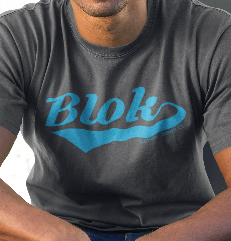 Blok Classic Logo - Front Print - in Blue - Men's Classic Fit Graphic T-Shirt