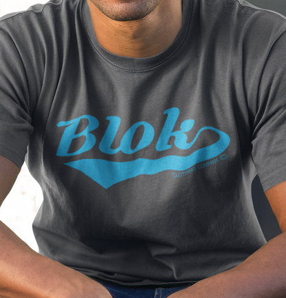 Blok Classic Logo - Front Print - in Blue - Men's Classic Fit Graphic T-Shirt