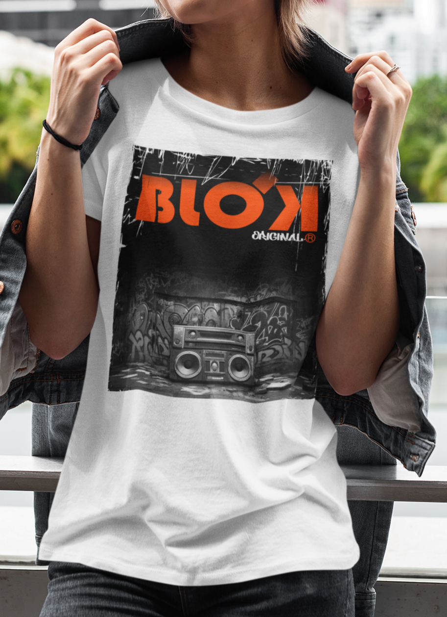 Boom Box - with Orange Logo - Womens Relaxed Fit