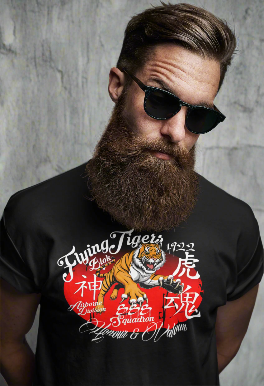 Original Flying Tigers - Front Print in White & Red - Men's Classic Fit