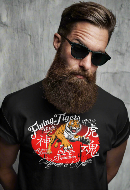 Original Flying Tigers - Front Print in White & Red - Men's Classic Fit