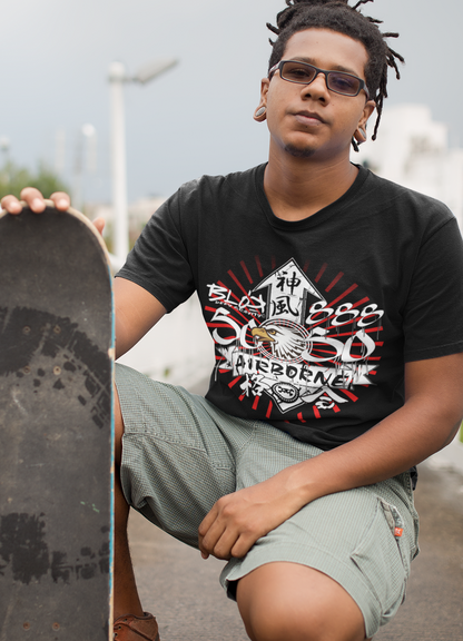 Airborne Eagle - Front Print in White & Red - Men's Classic Fit