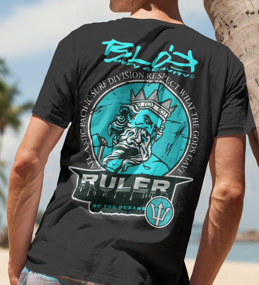 Ruler of the Oceans - Back and Print - in Turquoise - Men's Loose Fit