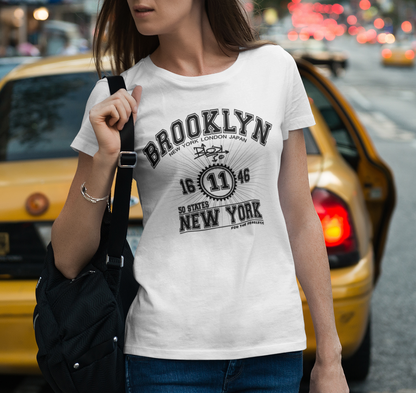 Brooklyn - 50 States - Front Print in Black - Women's Slim Fit