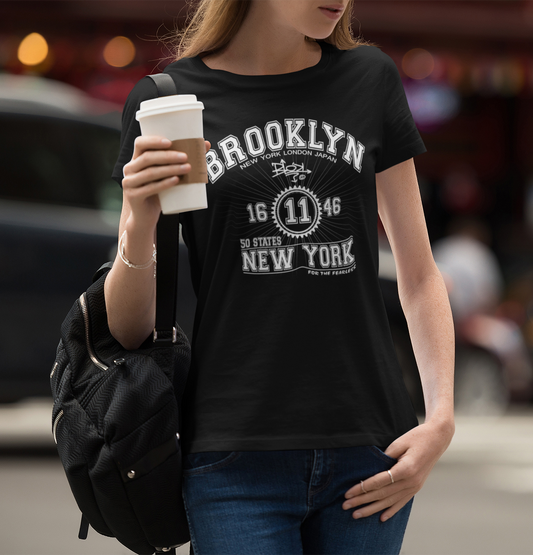 Brooklyn - 50 States - Front Print in White - Women's Slim Fit