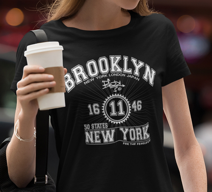 BLOK Brooklyn - White Front Print Women's Slim Fit Graphic T-Shirt