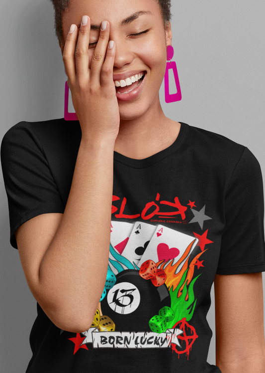 Born Lucky - with Red Logo - Women's Relaxed Fit