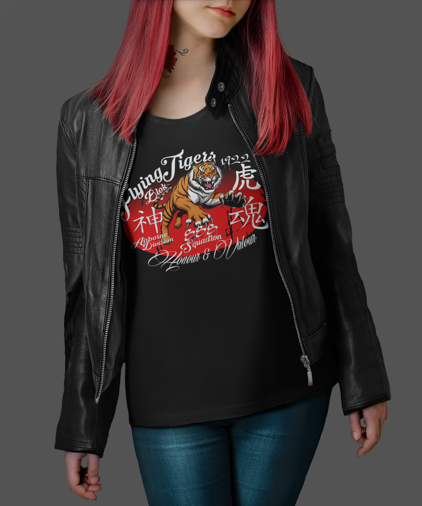Original Flying Tigers - Front Print in White - Women's Slim Fit