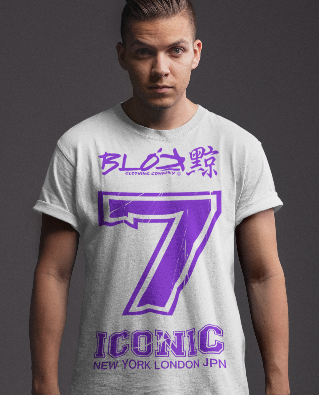 Iconic 7 - Front Print - in Purple - Men's Loose Fit