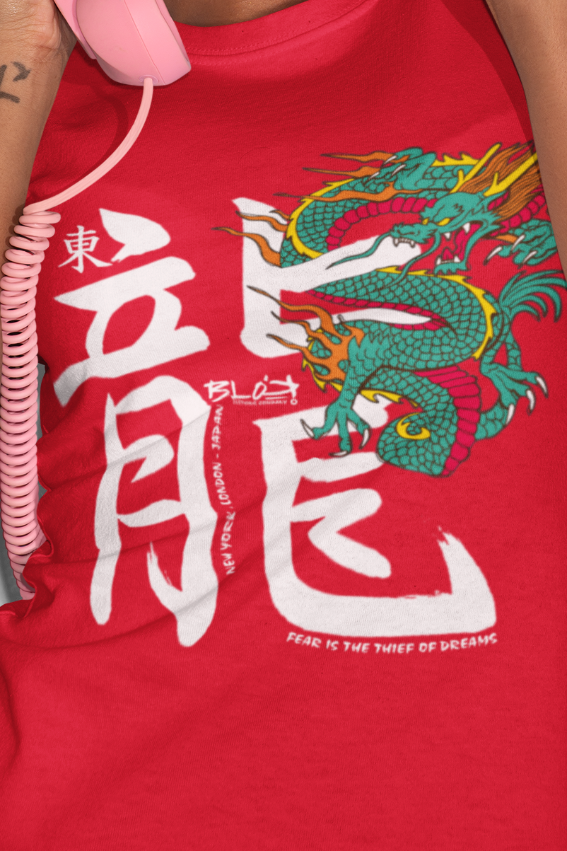 BLOK Hidden Dragon - White Print Women's Slim Fit Graphic T-Shirt