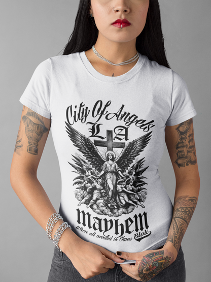 City of Angels Mayhem - Front Print in Black - Women's Slim Fit