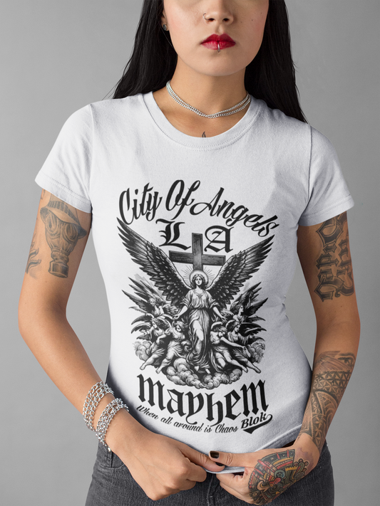 City of Angels Mayhem - Front Print in Black - Women's Slim Fit