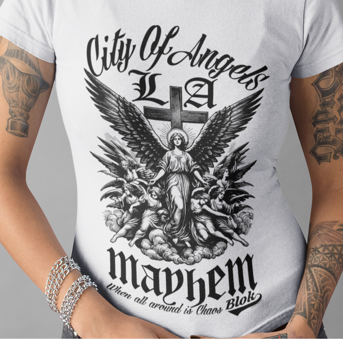 City of Angels Mayhem - Front Print in Black - Women's Slim Fit