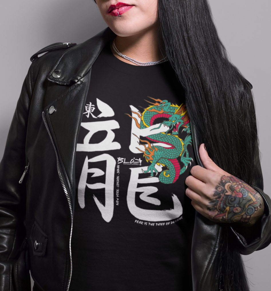 Hidden Dragon - Front  Print in White - Women's Relaxed Fit