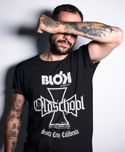 Old School Iron Cross - Front Print in White - Men's Loose Fit