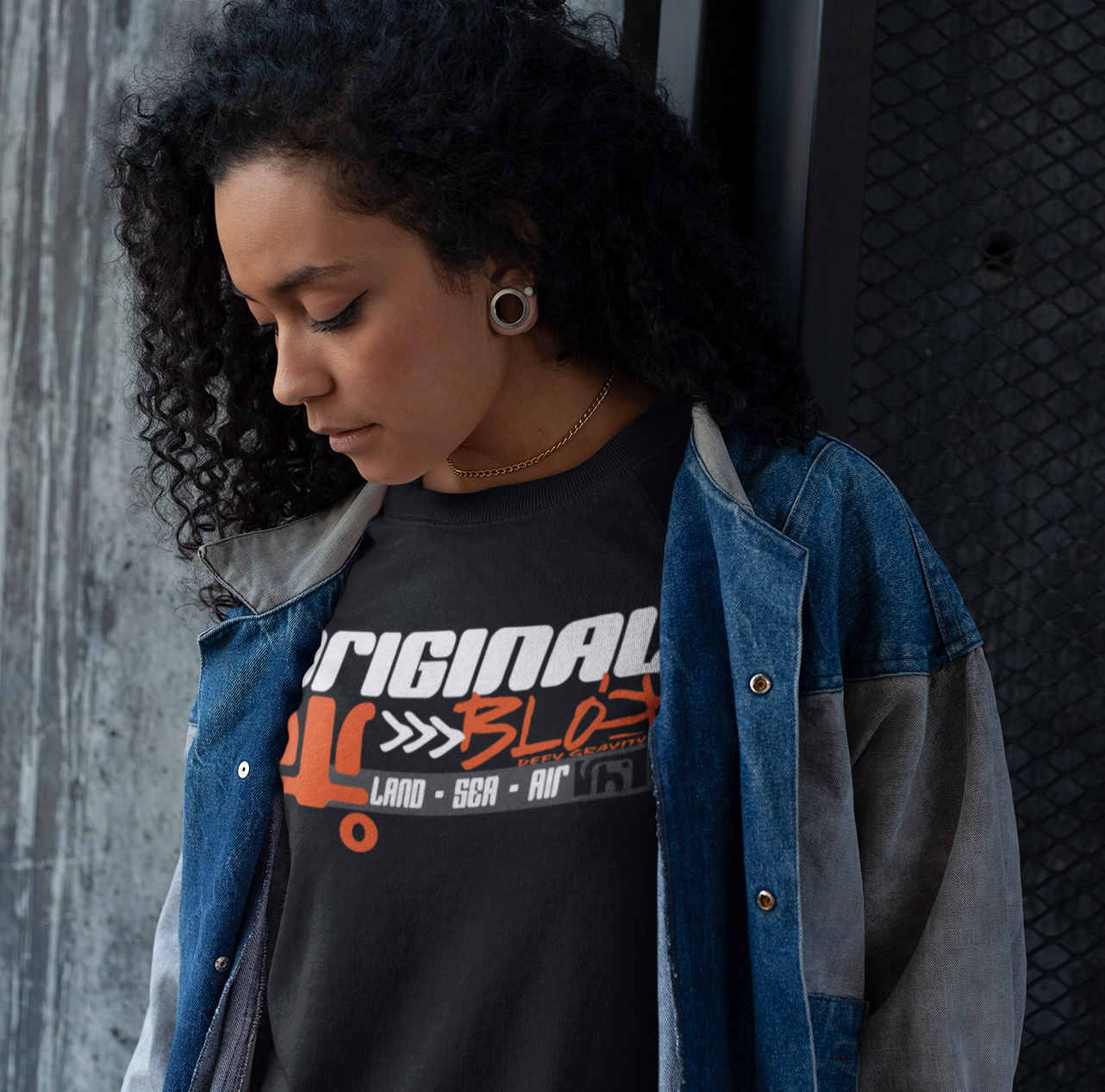 Land Sea Air - Front Print - with Orange & White Print - Women's Relaxed Fit