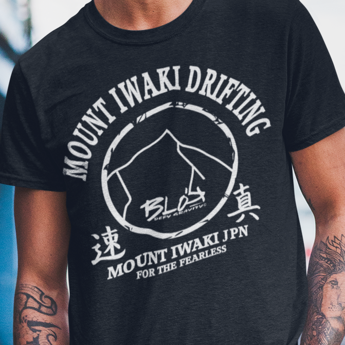 Mount Iwaki - Front Print with White Logo - Men's Classic Fit Graphic T-Shirt