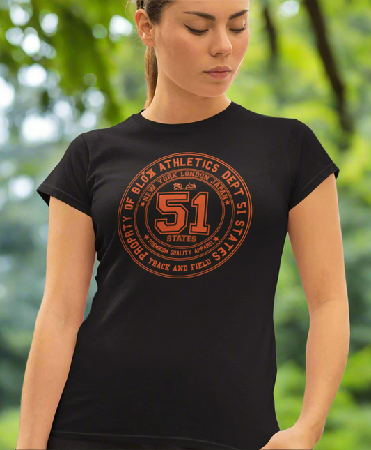 50 State Athletic Dept. - with Orange Print- Women's Slim Fit