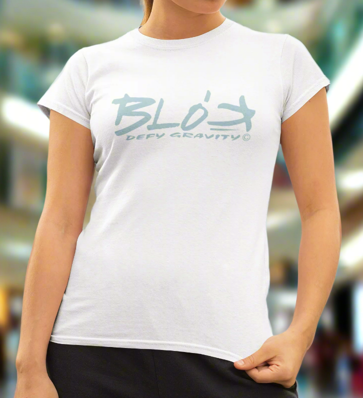 BLOK Essential Large Logo - Baby Blue Print Women's Slim Fit Graphic T-Shirt
