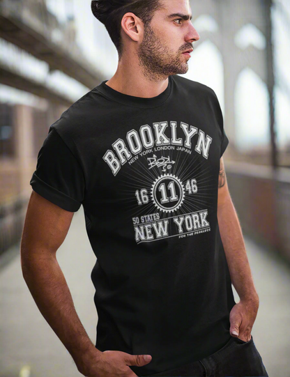 Brooklyn New York - Front Print in White - Men's Loose Fit