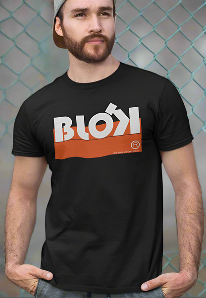 Blok Stripe - Front Print - in Orange & White - Men's Classic Fit