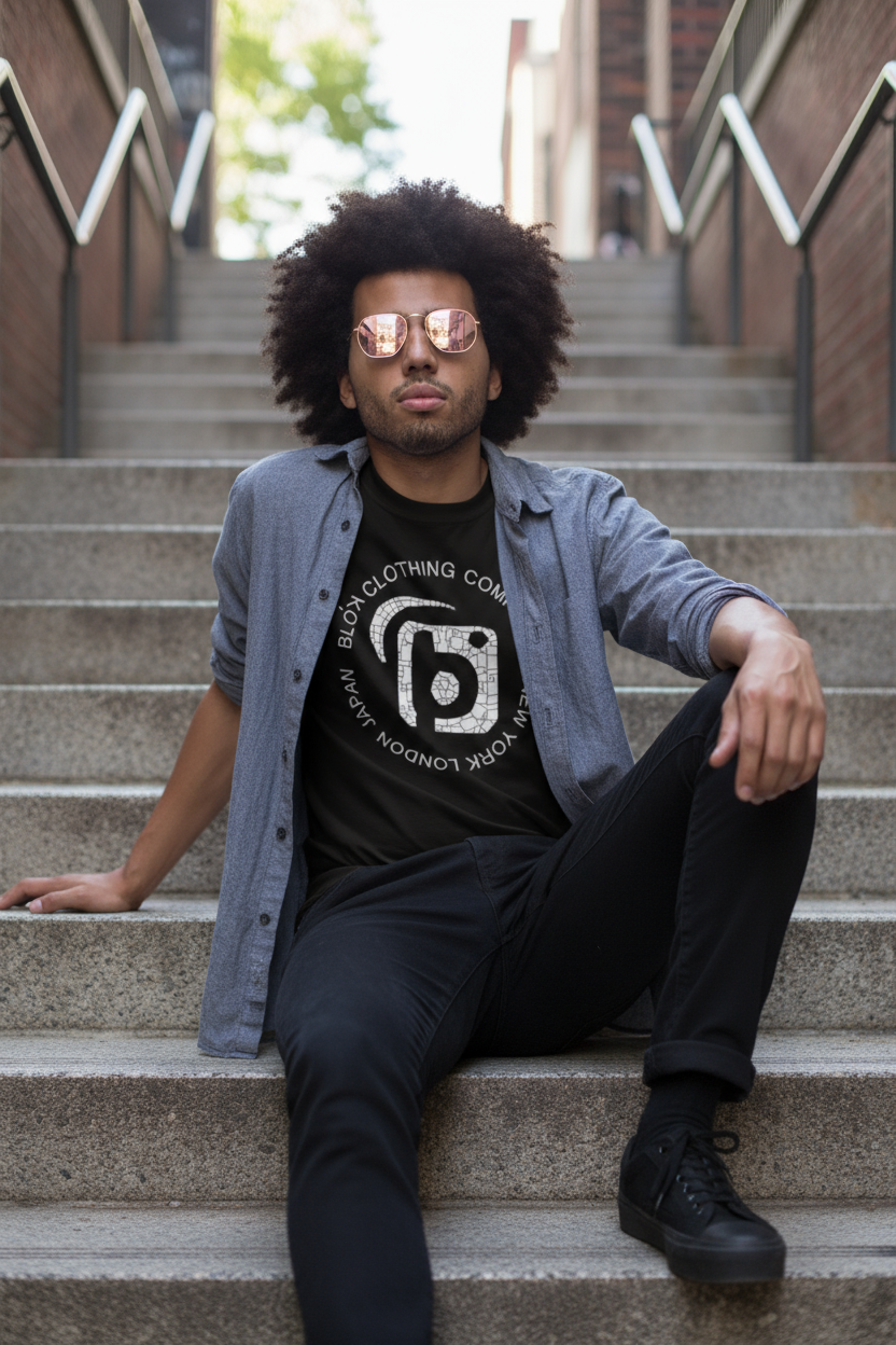 Mosaic Circle - Front Print - in White - Men's Loose Fit