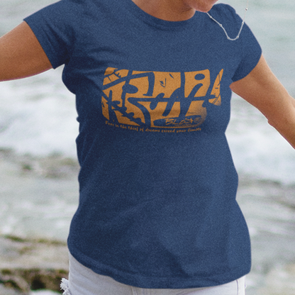 BLOK Fish Bone - Orange Front Print Women's Slim Fit Graphic T-Shirt