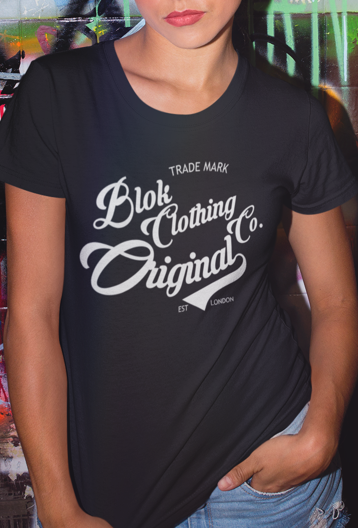 BLOK Original Clothing Company - White Print Women's Slim Fit Graphic T-Shirt