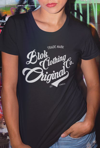 BLOK Original Clothing Company - White Print Women's Slim Fit Graphic T-Shirt