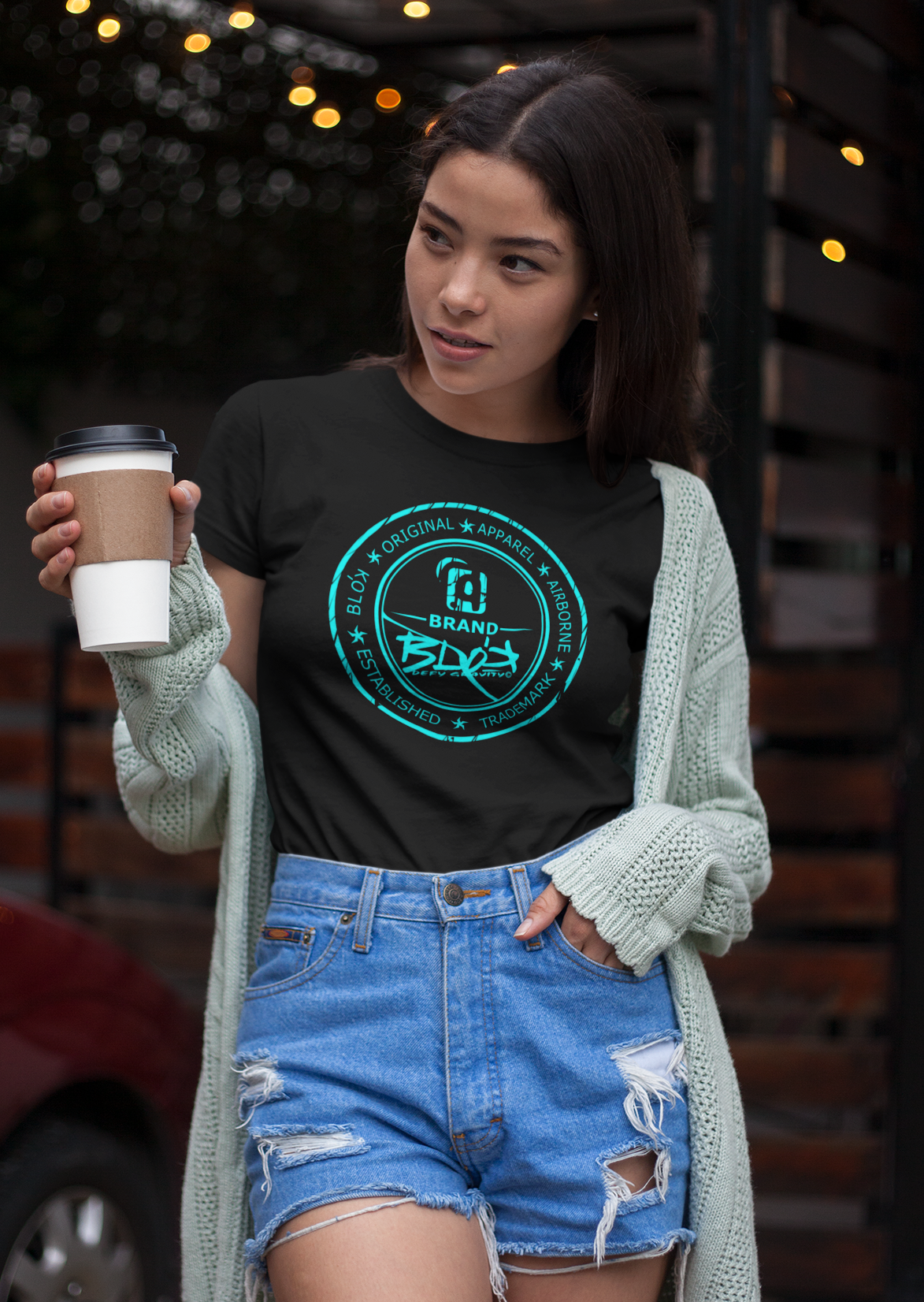Original Apparel Stamp - in Turquoise Print - Women's Slim Fit