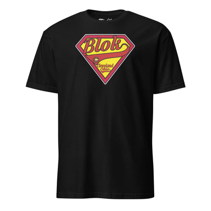 BLOK Shield - Red & Yellow Front Print Womens Relaxed Fit Graphic T-Shirt