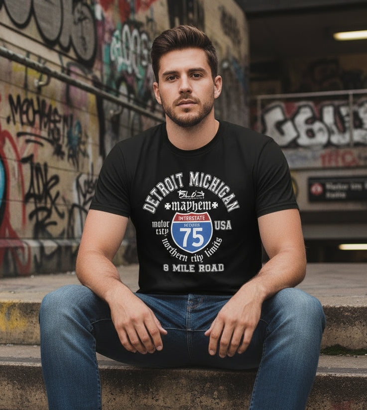 Detroit 8 Mile - Front Print in White - Men's Classic Fit