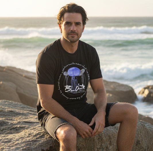 Jellyfish - Front Print with White Logo - Men's Classic Fit Graphic T-Shirt