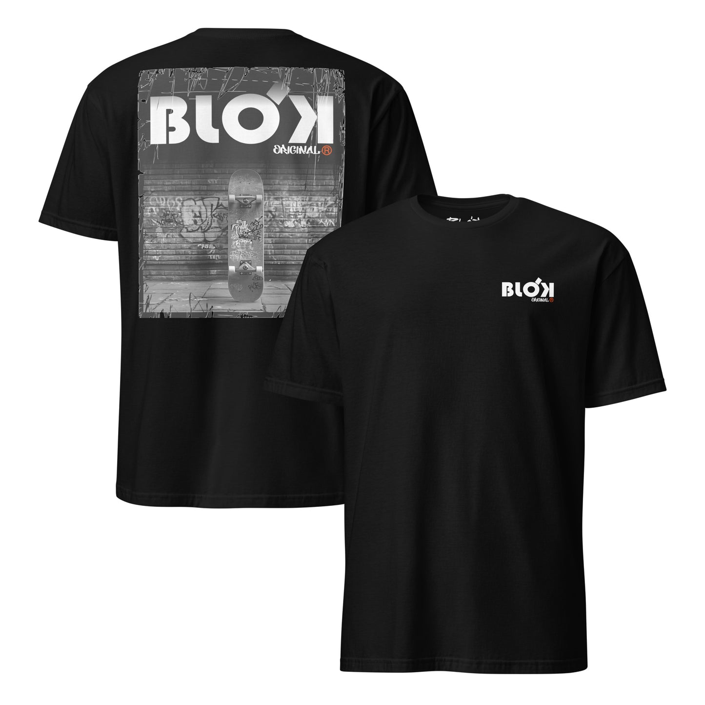 BLOK Skateboard - Orange Front Print Women's Relaxed Fit Graphic T-Shirt