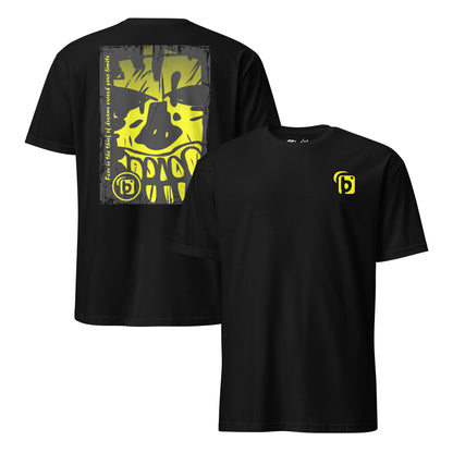BLOK Tiki Skull - Yellow Front & Back Print Women's Relaxed Fit Graphic T-Shirt