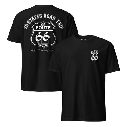 Route 66 Road Trip - 50 States - Front & Back Print in White - Women's Relaxed Fit