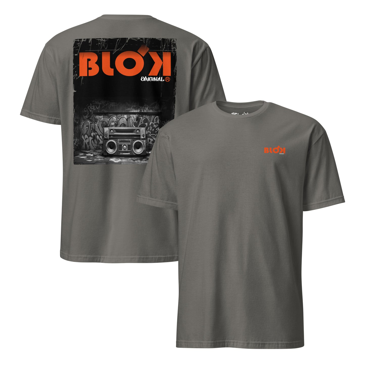 Boom Box - Front & Back Print with Orange Logo - Women's Relaxed Fit