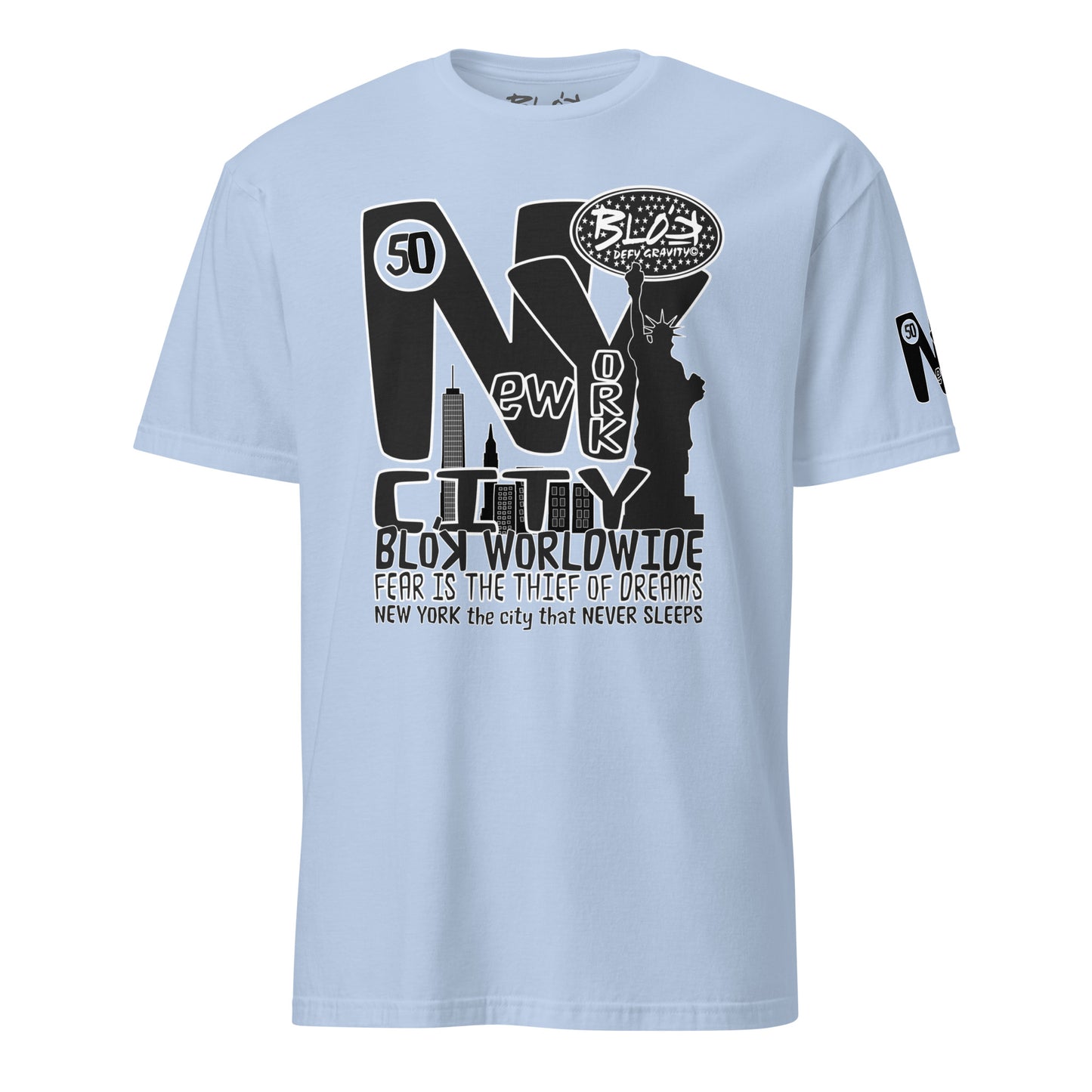 New York City Worldwide - Front & Arm Print in Black & White - Women's Relaxed Fit