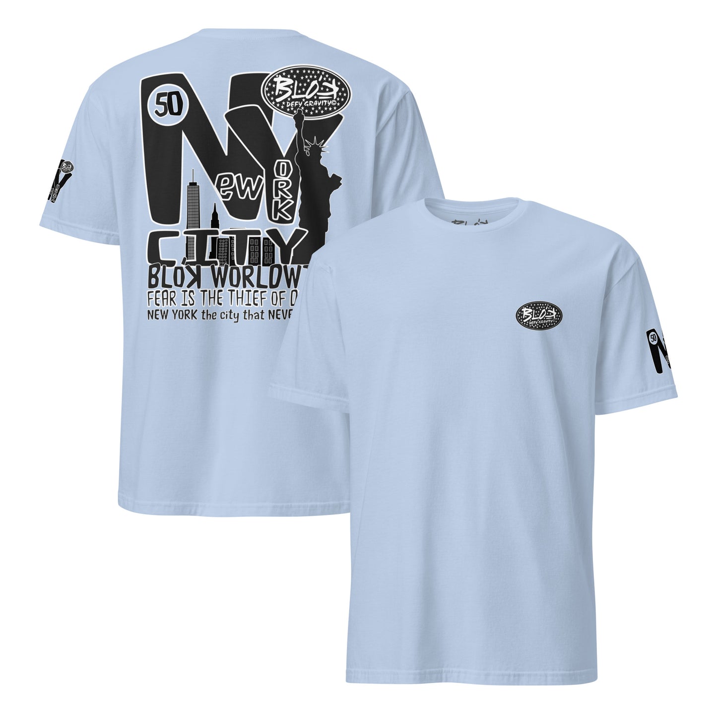 New York City Worldwide - Front, Back & Arm Print in Black & White - Women's Relaxed Fit