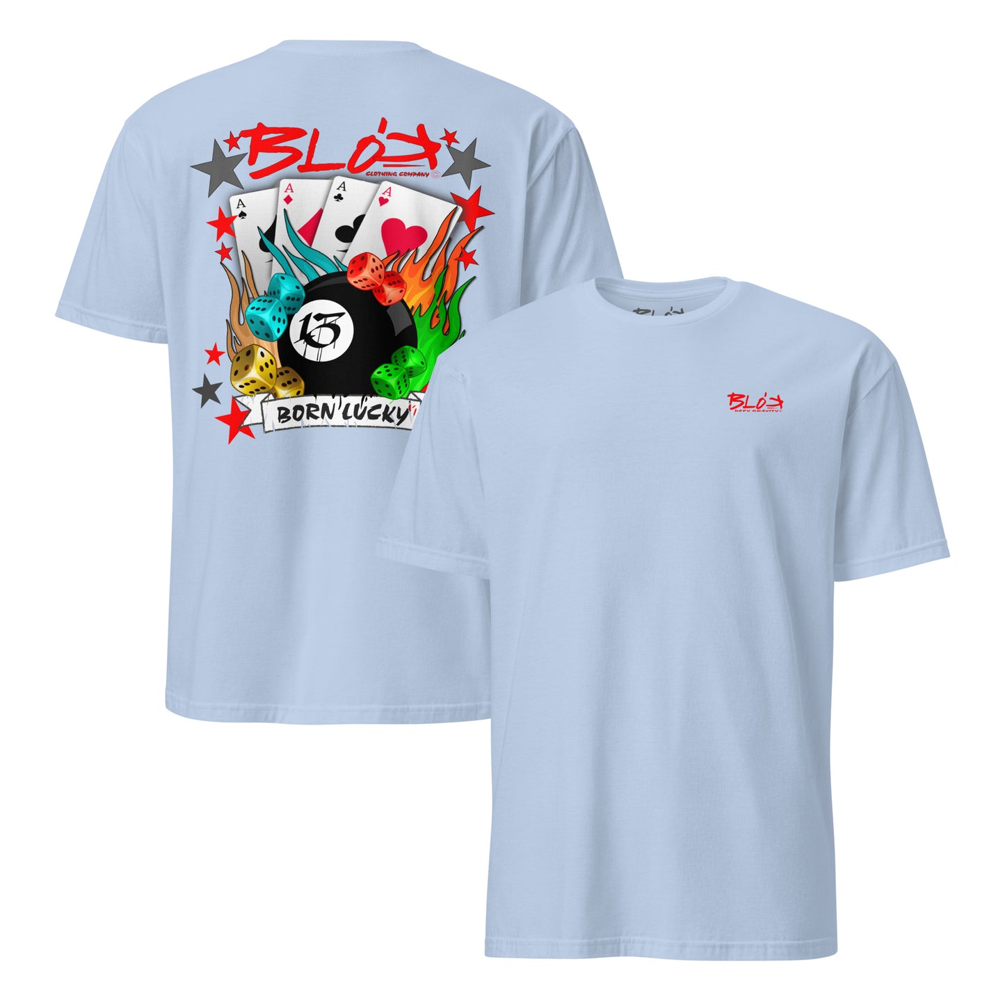 Born Lucky - Back & Front Print - with Red Logo