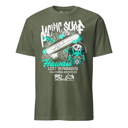 Pacific Surf Hawaii - Front Print in White & Turquoise - Men's Classic Fit