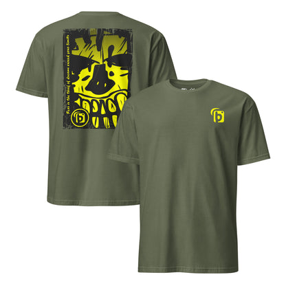 BLOK Tiki Skull - Yellow Front & Back Print Women's Relaxed Fit Graphic T-Shirt