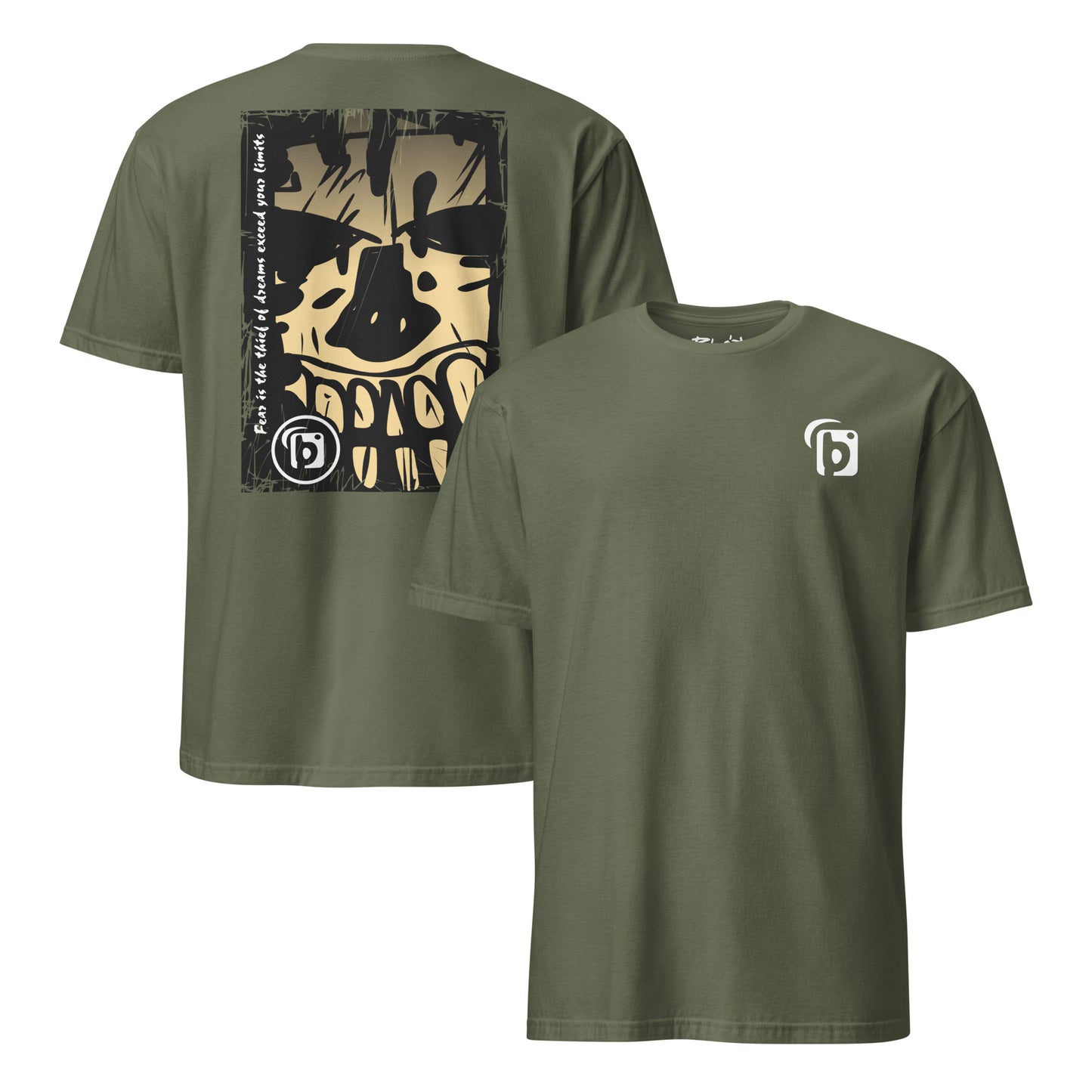 BLOK Tiki Skull - Sand & White Front & Back Print Women's Relaxed Fit Graphic T-Shirt