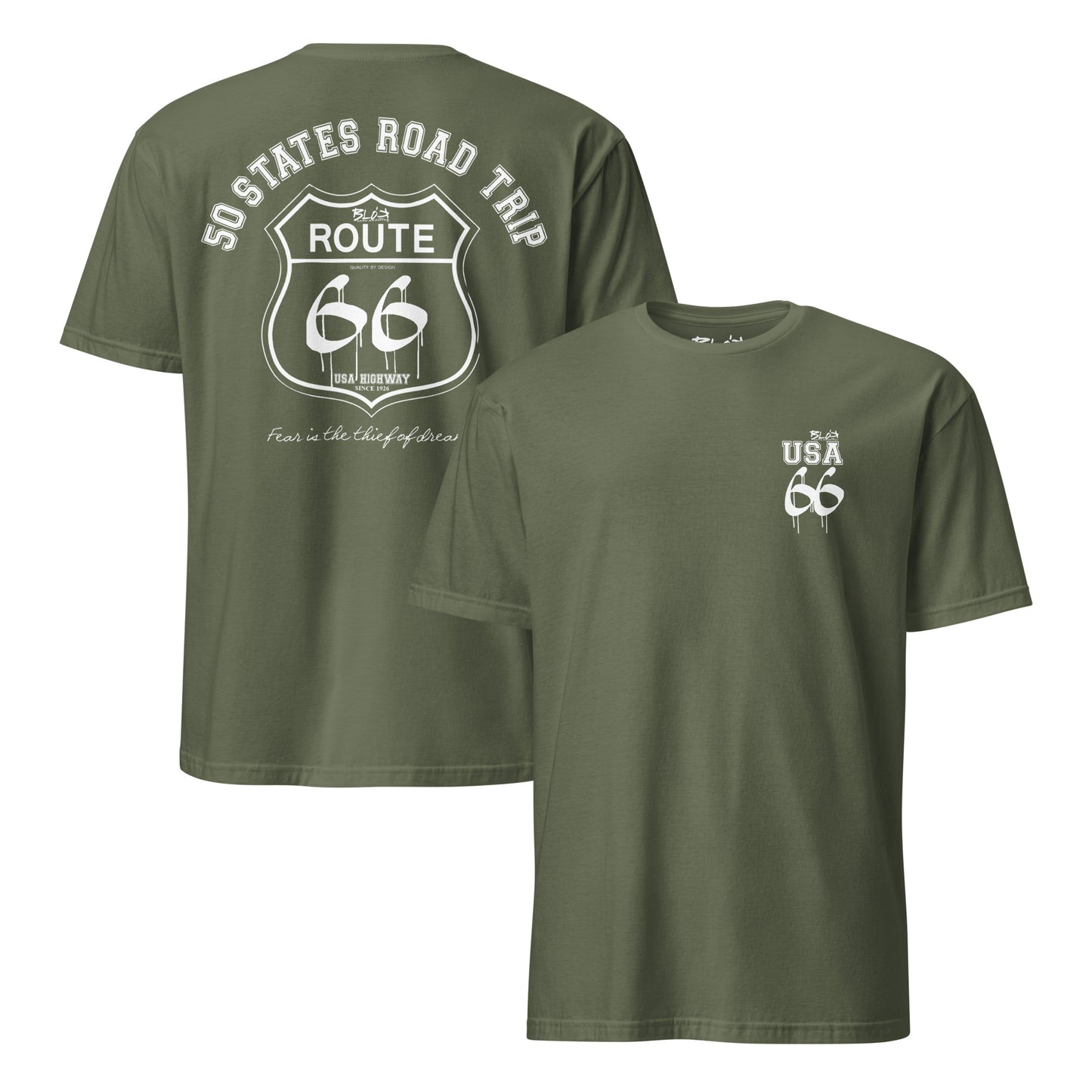 Route 66 Road Trip - 50 States - Front & Back Print in White - Women's Relaxed Fit