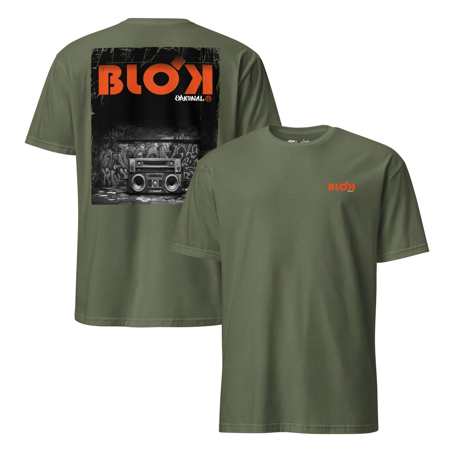 Boom Box - Front & Back Print with Orange Logo - Women's Relaxed Fit