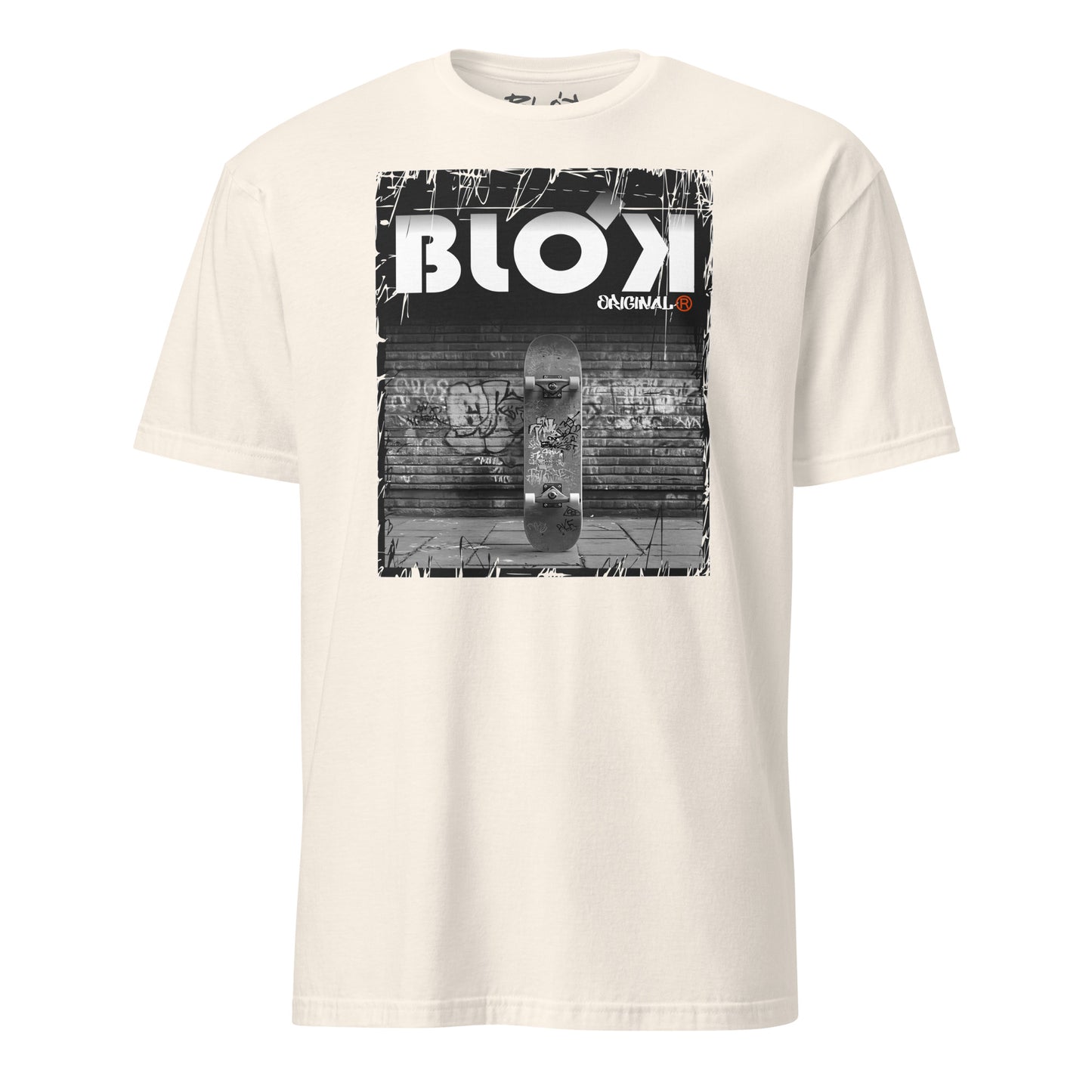 BLOK Skateboard - White Front Print Women's Relaxed Fit Graphic T-Shirt