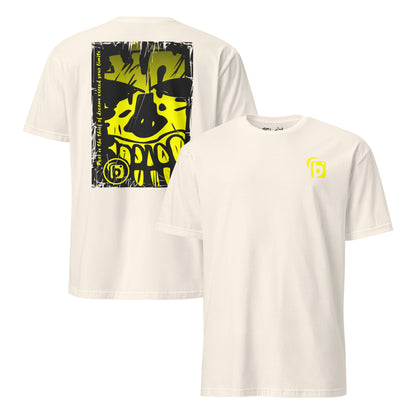 BLOK Tiki Skull - Yellow Front & Back Print Women's Relaxed Fit Graphic T-Shirt